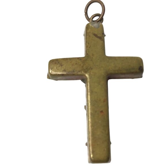 VINTAGE Italian Mosaic Glass Women Cross Pendant Millefiori Floral Religious 1.5 - Picture 7 of 7